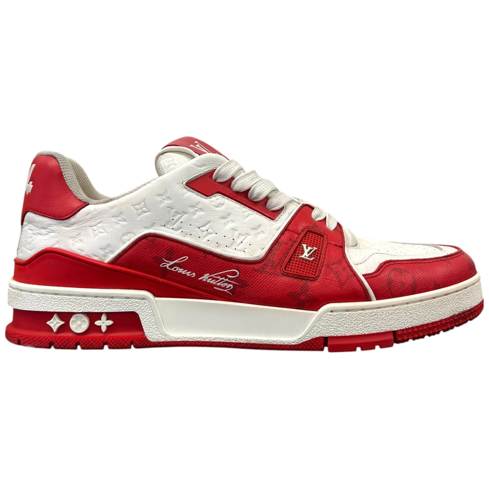 Men's Lv Monogram Low Trainers Red Size EU 43.5 / UK 9.5