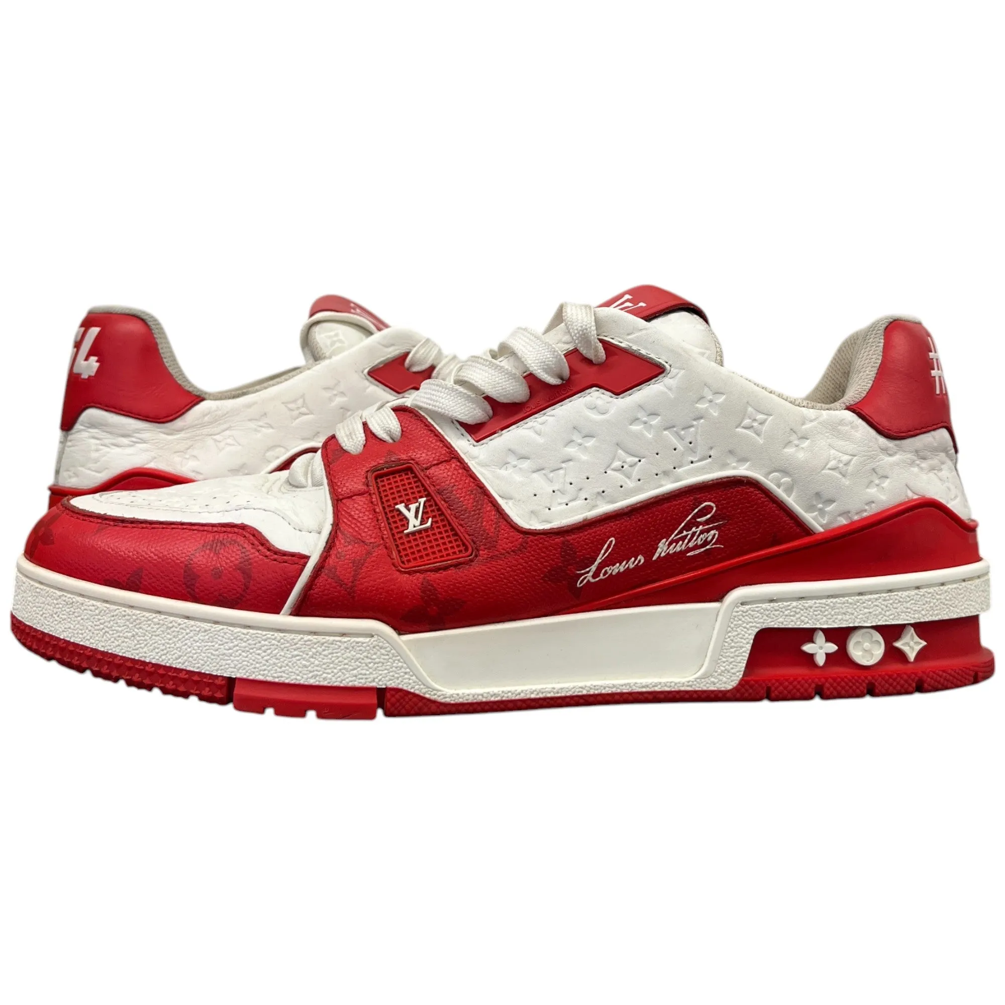 Men's Lv Monogram Low Trainers Red Size EU 43.5 / UK 9.5
