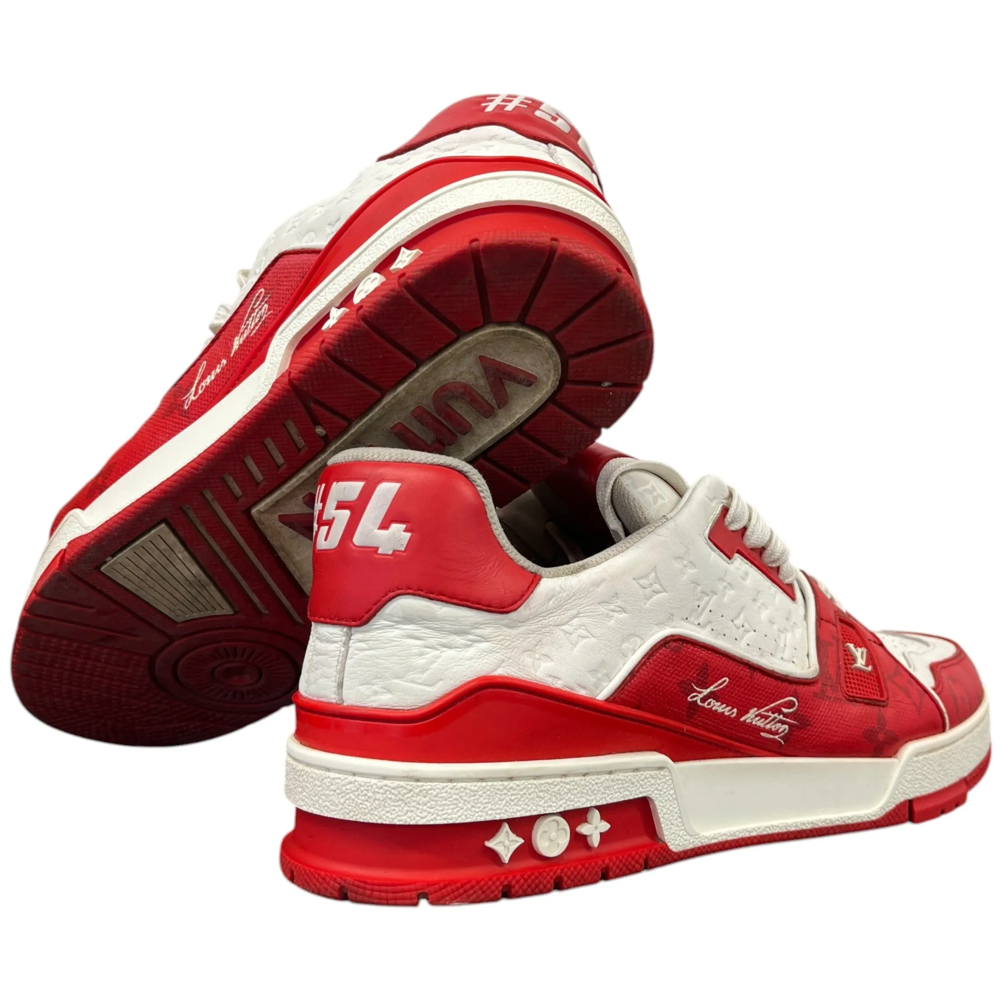 Men's Lv Monogram Low Trainers Red Size EU 43.5 / UK 9.5