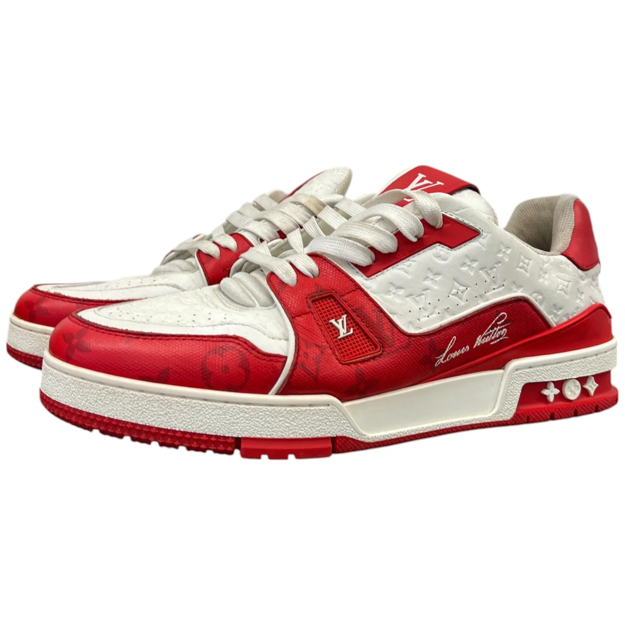 Men's Lv Monogram Low Trainers Red Size EU 43.5 / UK 9.5