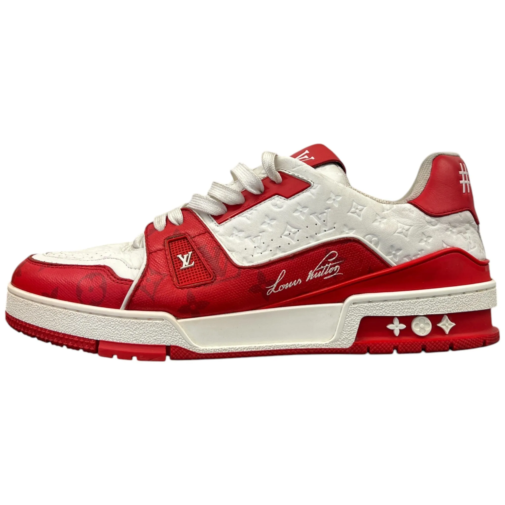 Men's Lv Monogram Low Trainers Red Size EU 43.5 / UK 9.5