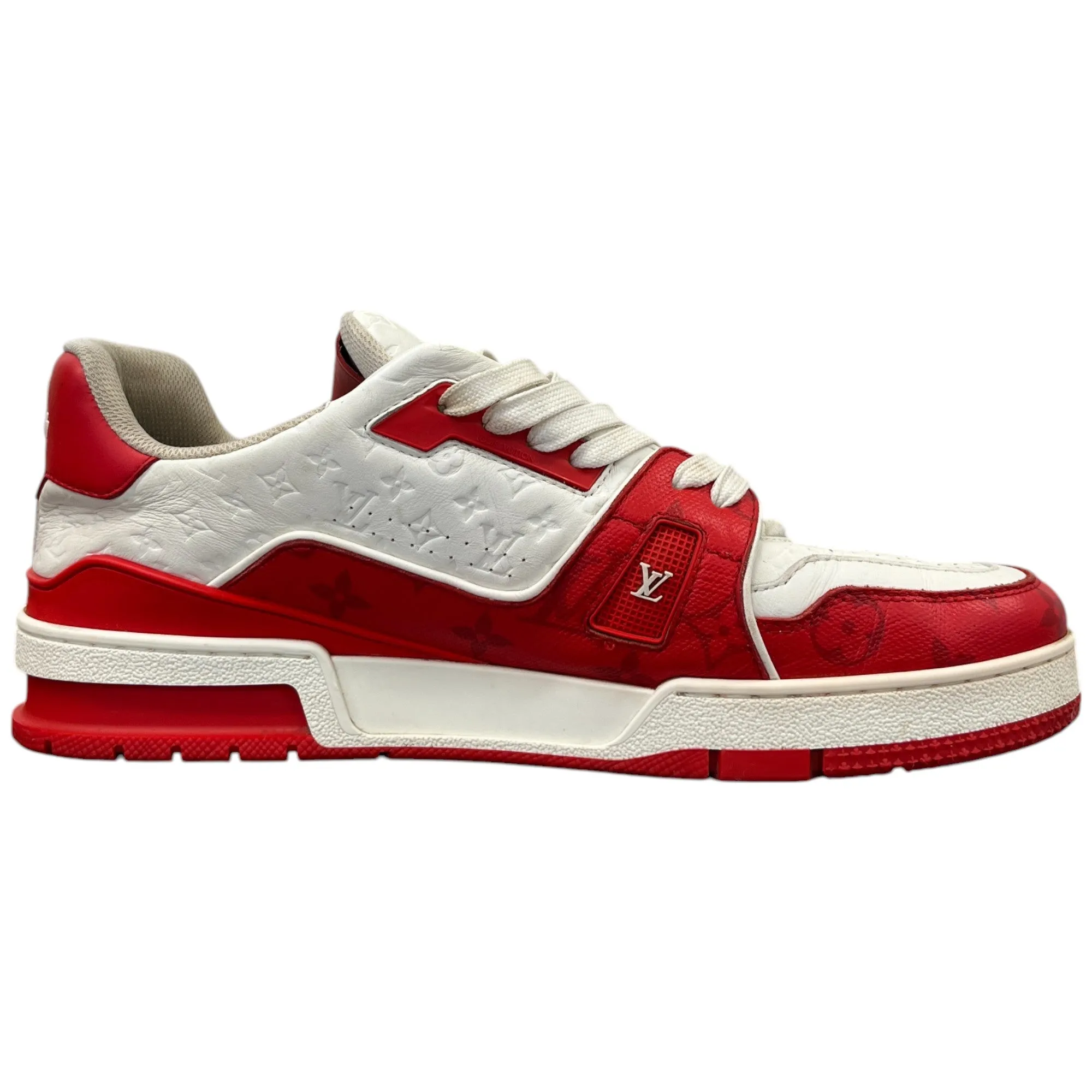 Men's Lv Monogram Low Trainers Red Size EU 43.5 / UK 9.5