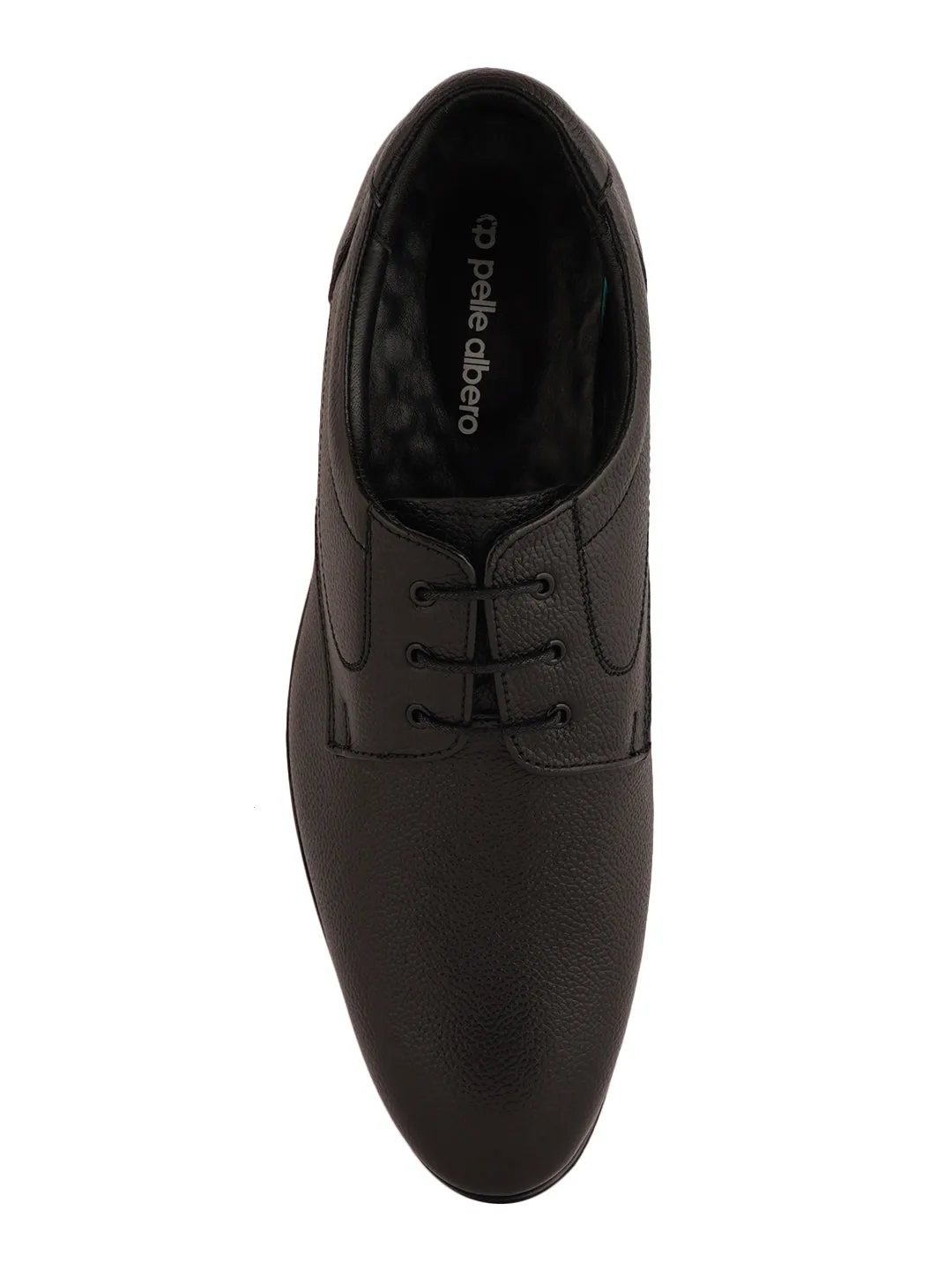 Pelle Albero Black Formal Lace Up Derby For Men