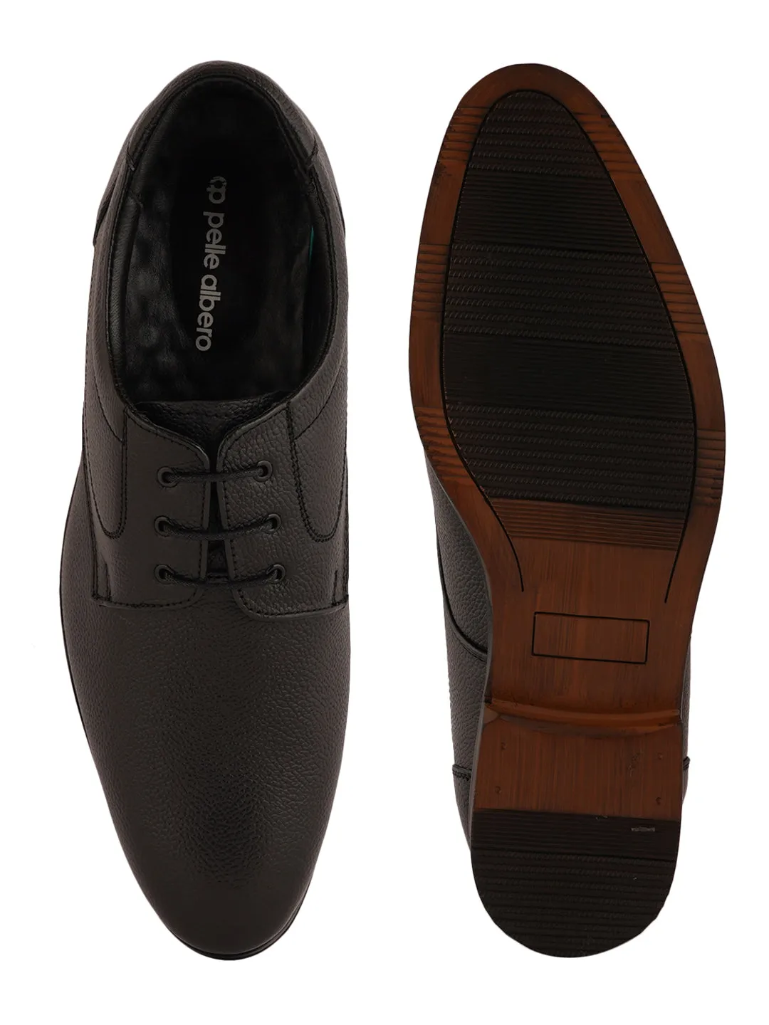 Pelle Albero Black Formal Lace Up Derby For Men