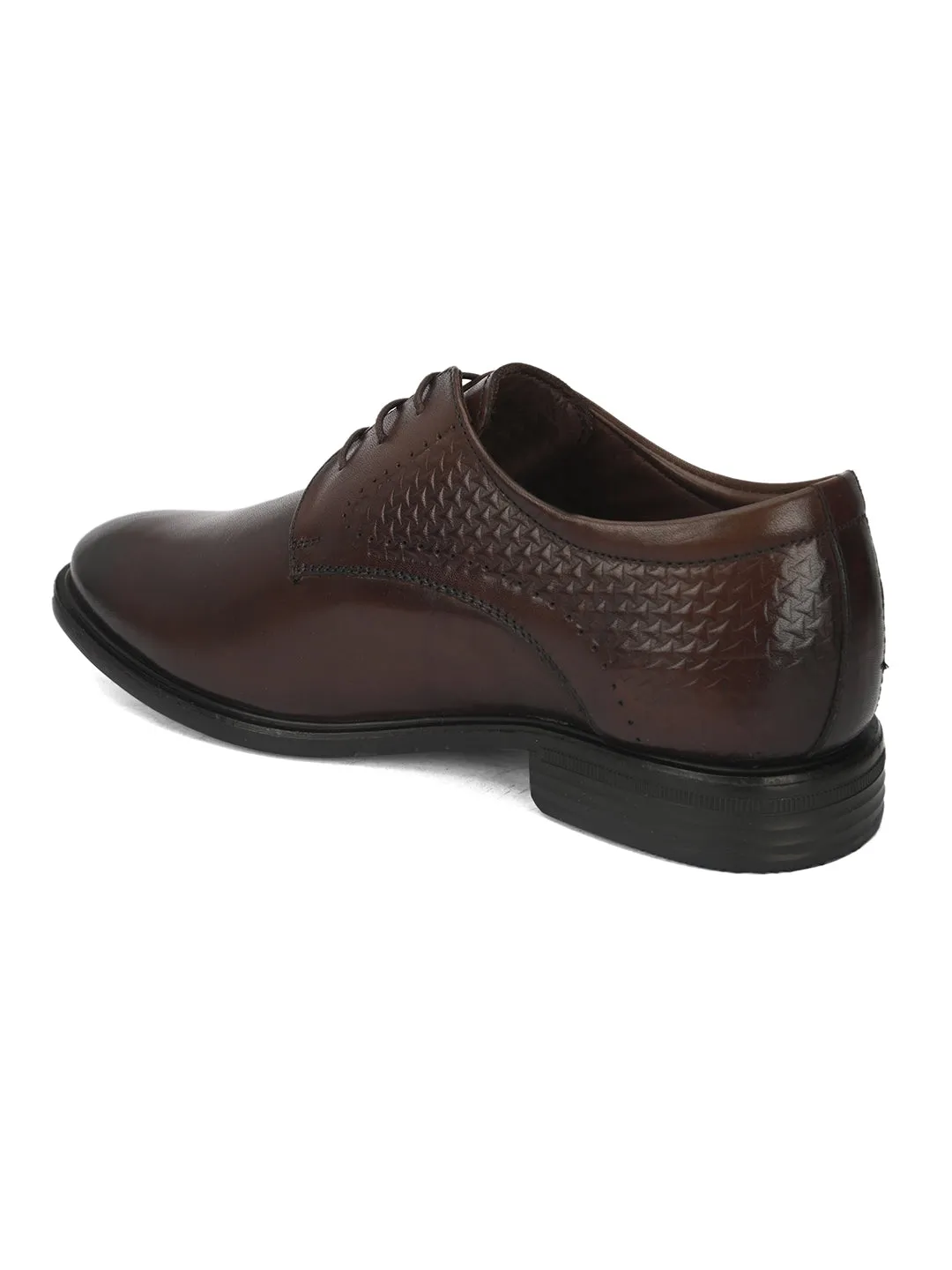 Pelle Albero Brown Formal Derby Shoes For Men