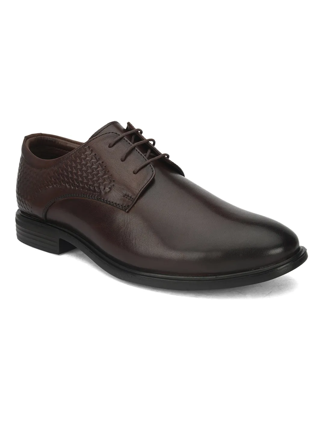 Pelle Albero Brown Formal Derby Shoes For Men