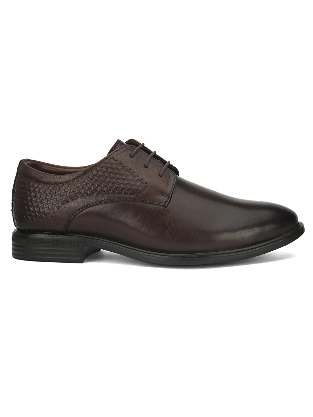 Pelle Albero Brown Formal Derby Shoes For Men