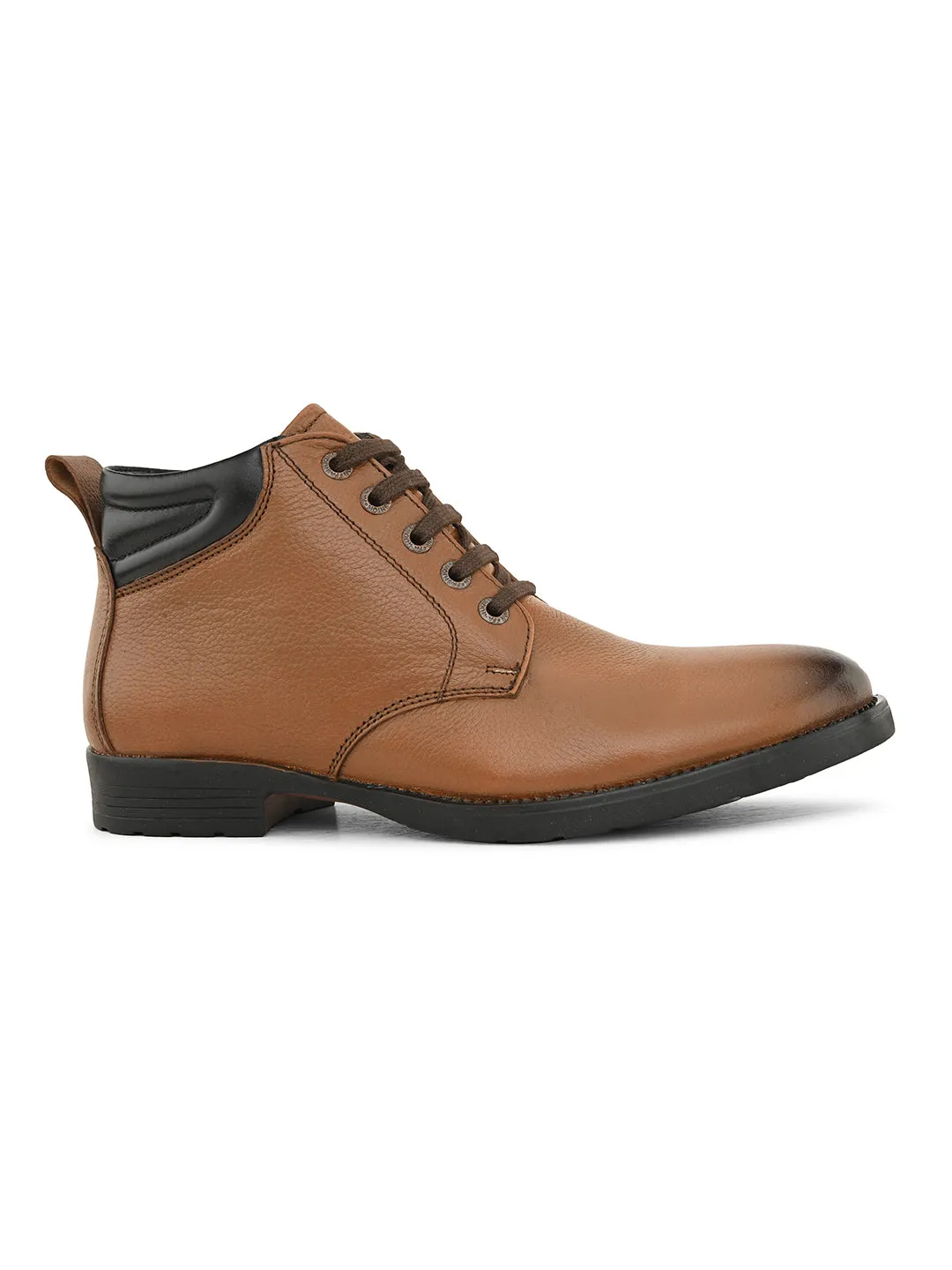 Pelle Albero Men's Tan Leather Lace-Up Casual Boots
