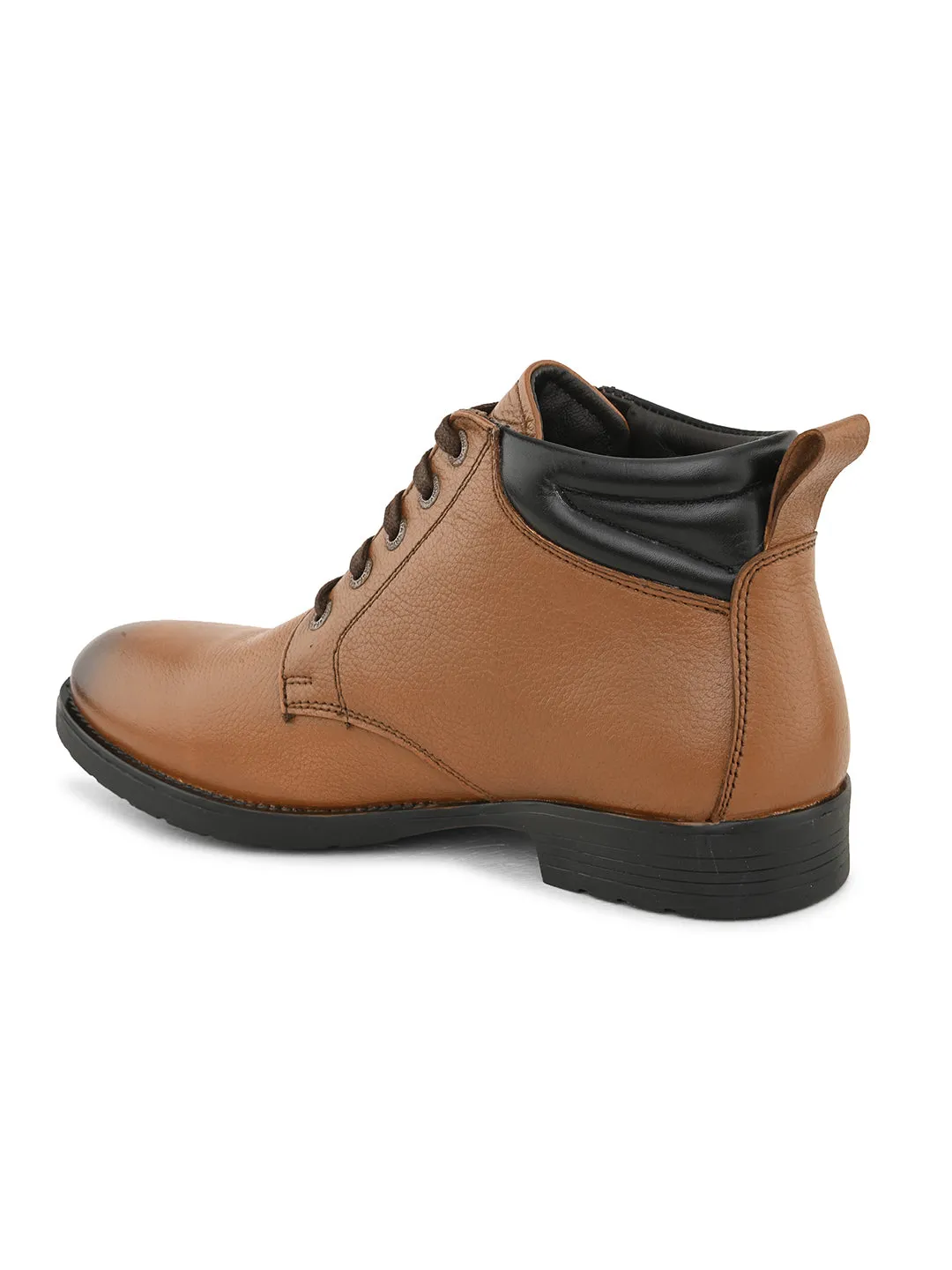 Pelle Albero Men's Tan Leather Lace-Up Casual Boots