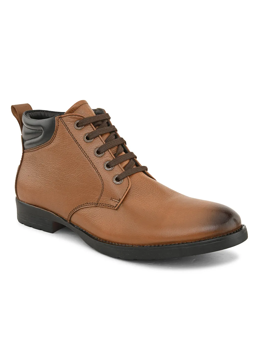 Pelle Albero Men's Tan Leather Lace-Up Casual Boots