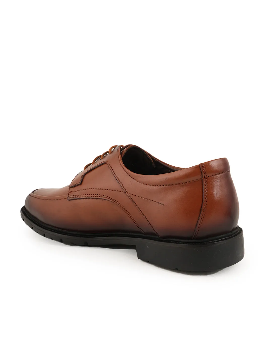 Pelle Albero Tan Black Solid Leather Formal Derbys