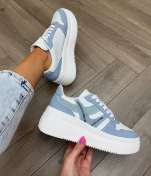 Rieker Platform Trainer with Denim Inserts M7815-10 - Blue Combination (R19)