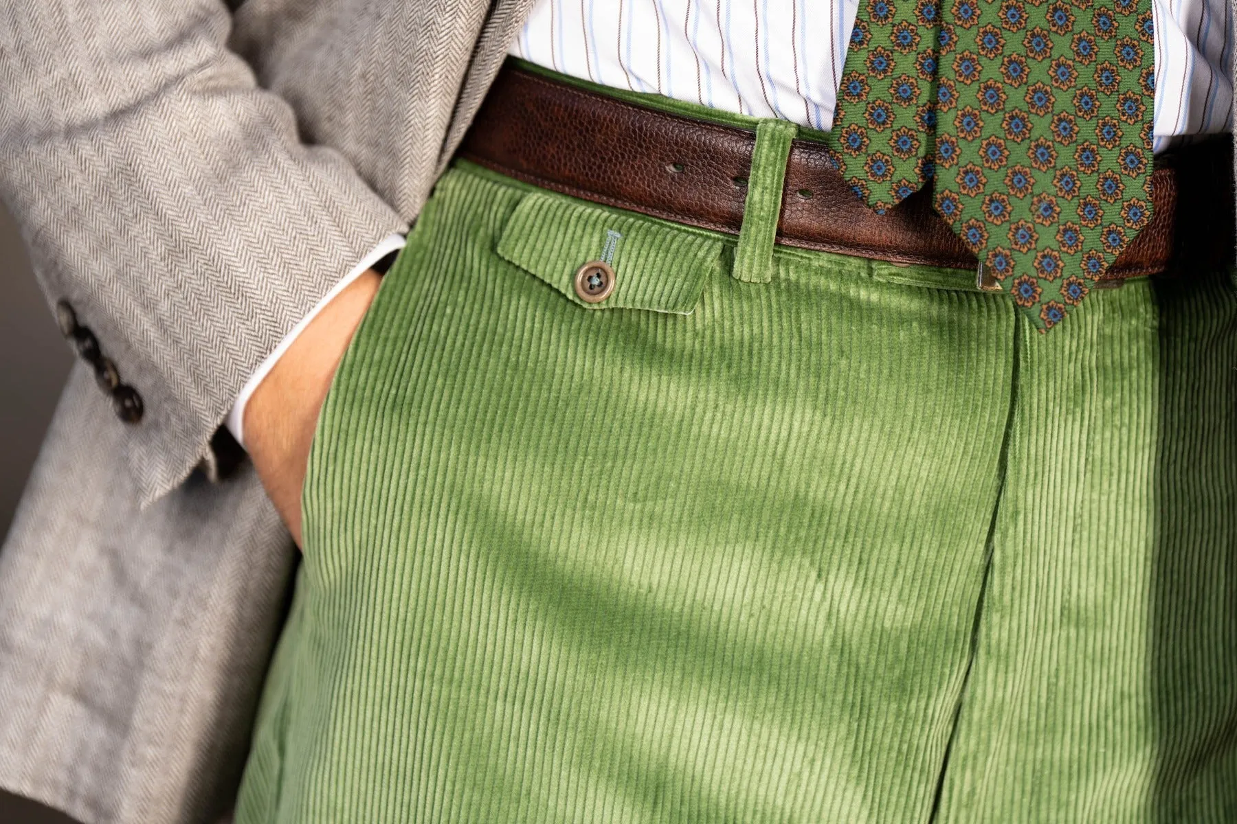 Sage Green Stancliffe Corduroy Trousers