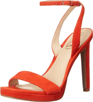 Sam Edelman Jade Bright Poppy Stiletto Heel Open Toe Ankle Strap Heeled Sandals
