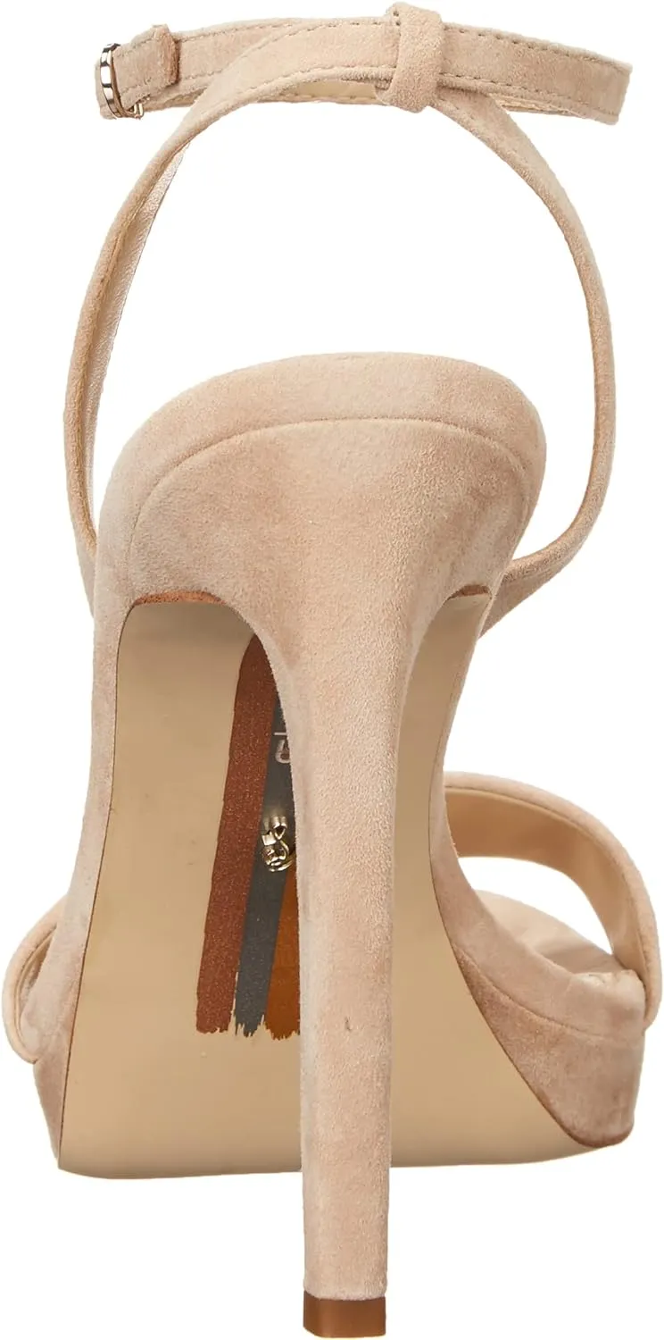 Sam Edelman Jade Cappuccino Stiletto Heel Open Toe Ankle Strap Heeled Sandals