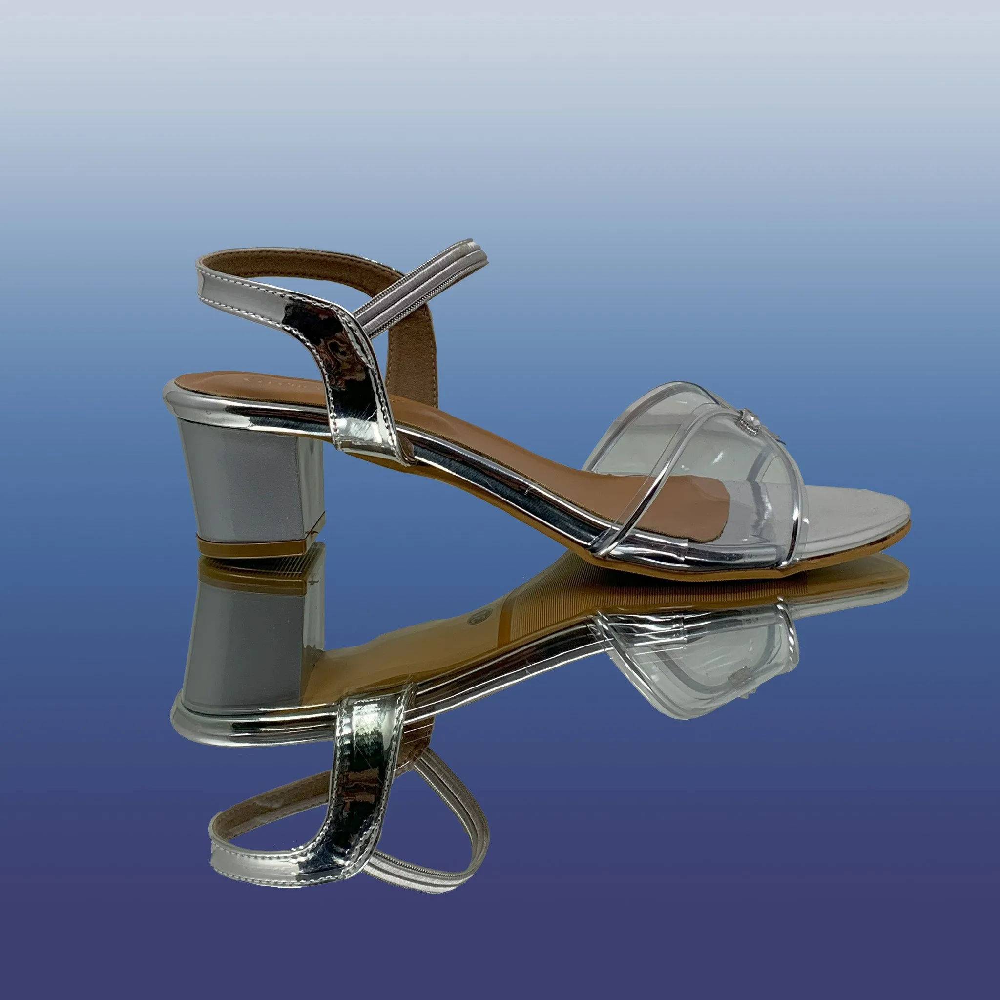 Silver Block Heel Sandals