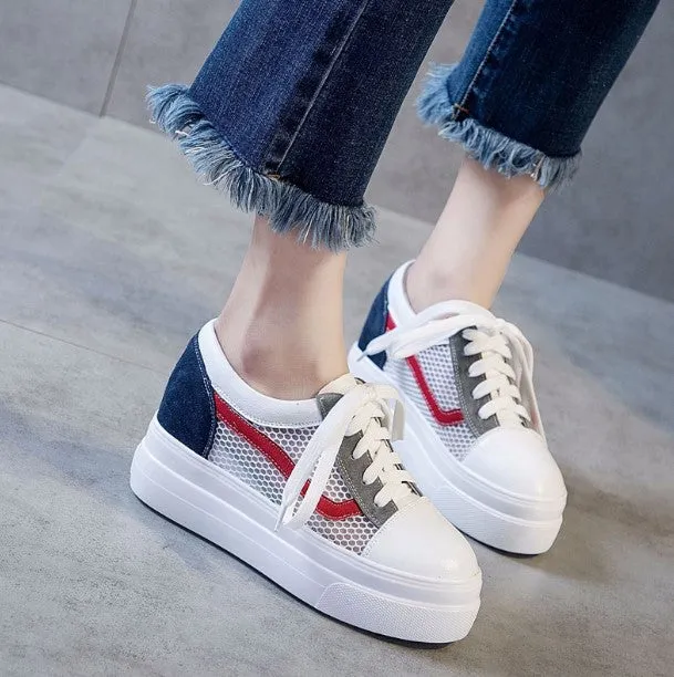 Small Size Soft Mesh Lace Thick Sole Sneakers AS84