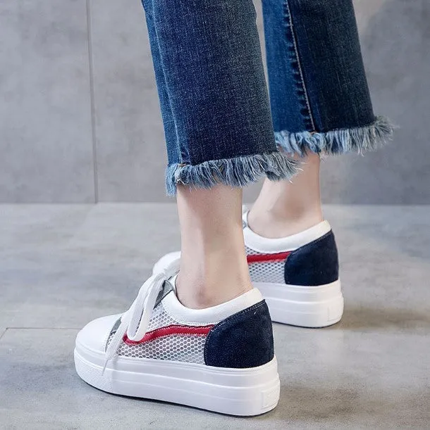 Small Size Soft Mesh Lace Thick Sole Sneakers AS84