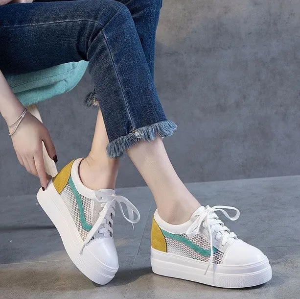 Small Size Soft Mesh Lace Thick Sole Sneakers AS84