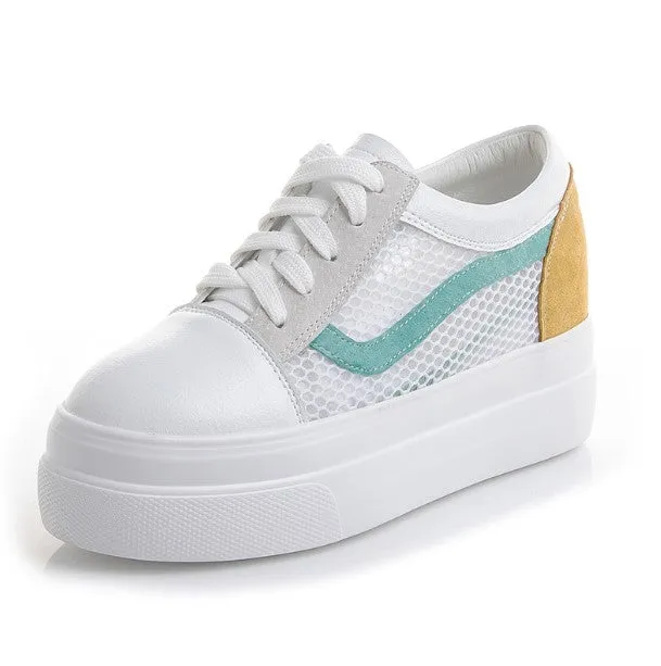 Small Size Soft Mesh Lace Thick Sole Sneakers AS84