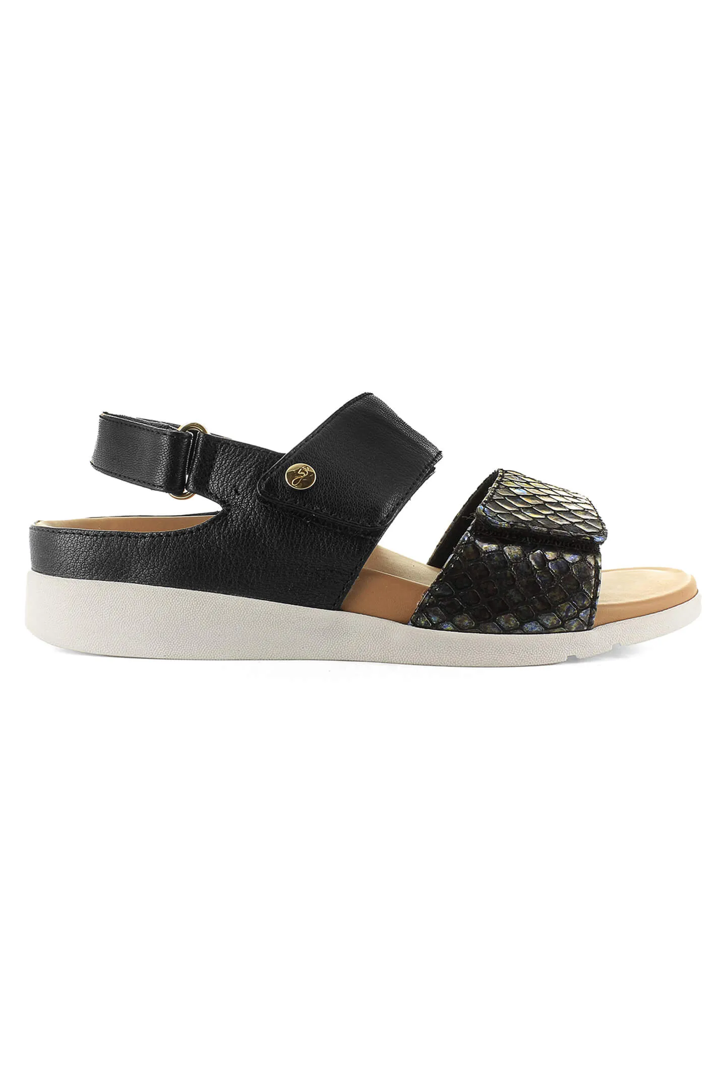 Strive Riviera Black Snake Velcro Strap Sandal