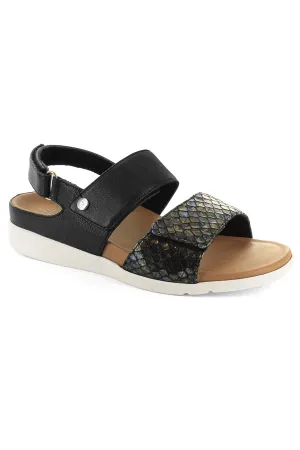 Strive Riviera Black Snake Velcro Strap Sandal