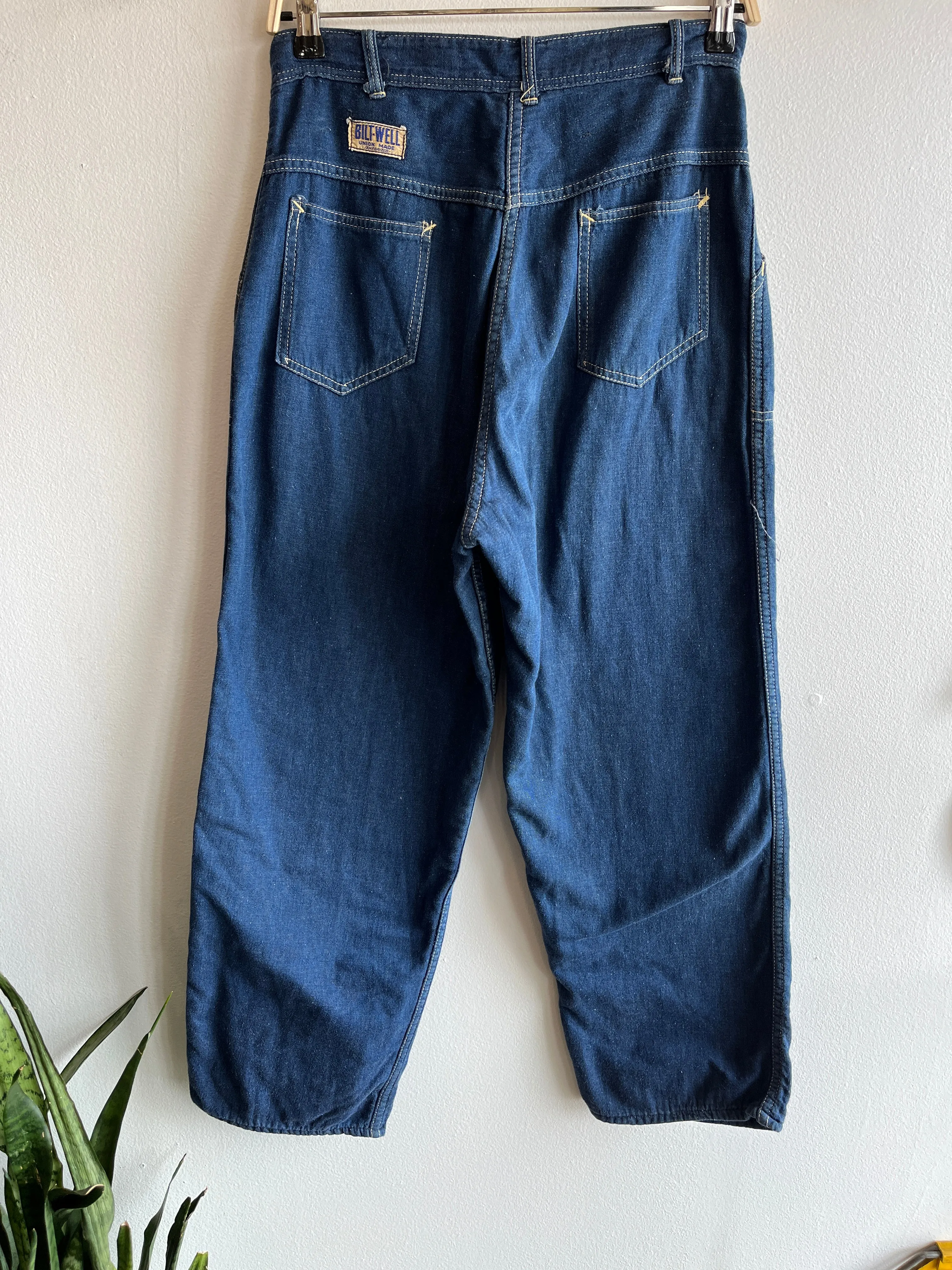 Vintage 1940/1950s Bilt-Well Flannel Lined Denim Side-Zip Jeans