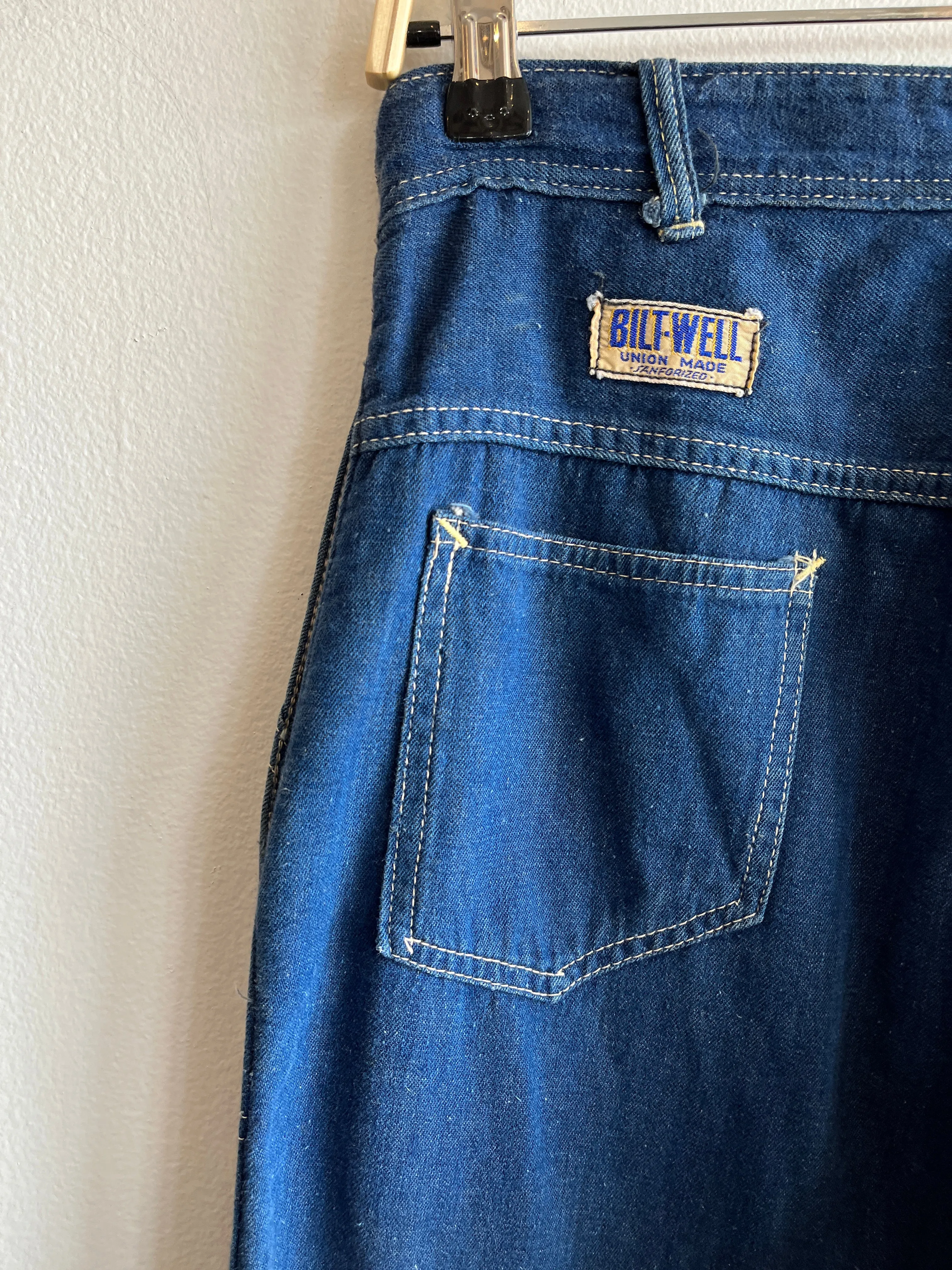 Vintage 1940/1950s Bilt-Well Flannel Lined Denim Side-Zip Jeans