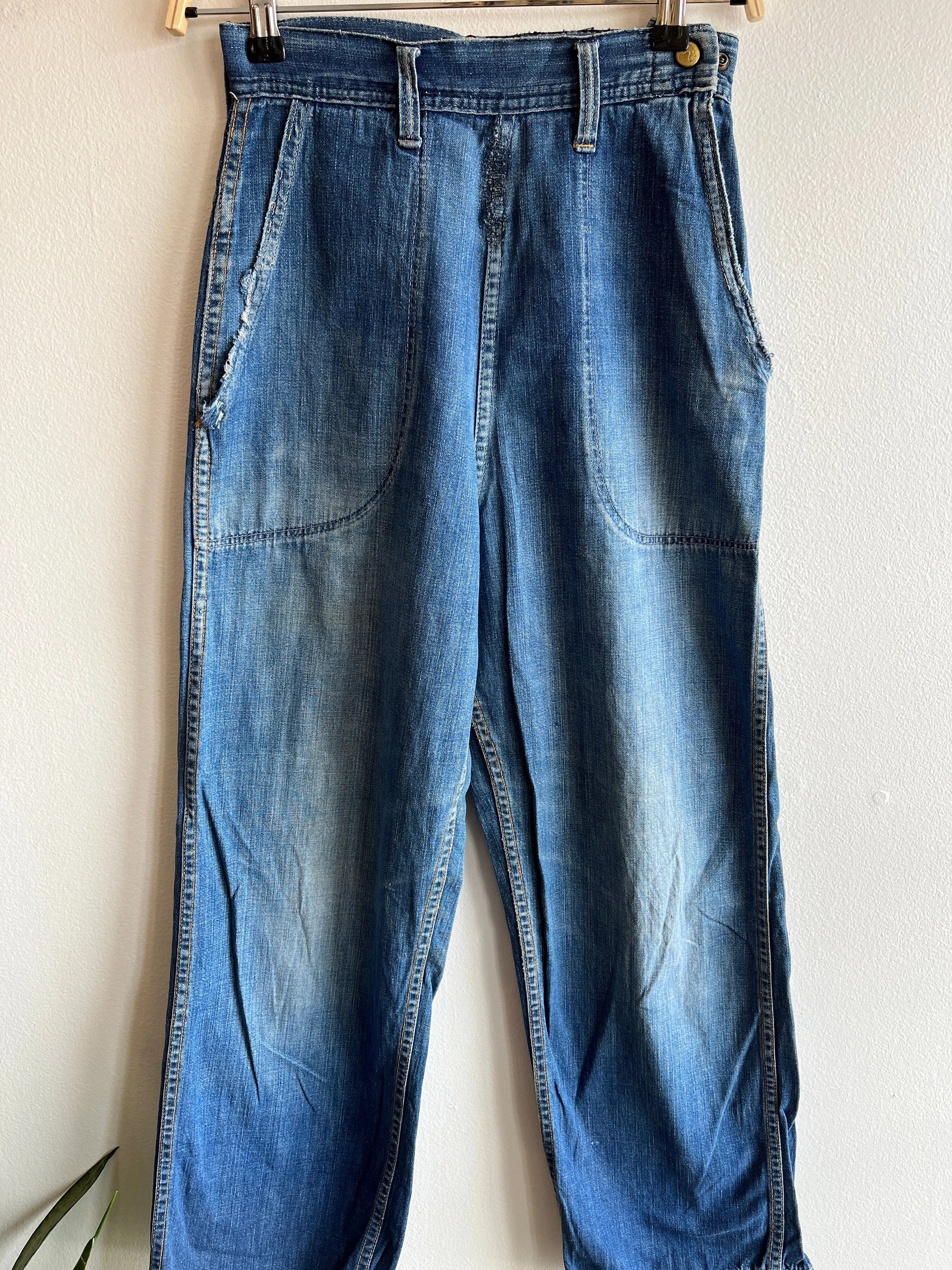 Vintage 1940/1950s Duck Head Denim Side-Zip Jeans